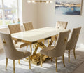 Rose Cream & Gold Dining Table Set | Mink & Lion Knocker Dining Chairs