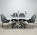 Rose 160cm Grey Marble Dining Table + Lasco Dark Grey Dining Chairs