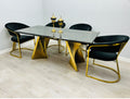 Rocco 180cm Black And Gold Marble Dining Table + Porado Dining Chairs