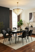 Arizona Extending Black Gold Ceramic Table With Oliver Chairs