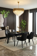 Arizona Extending Black Gold Ceramic Table With Palermo Chairs
