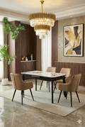 Arizona Extending Cream Gold Ceramic Table With Palermo Chairs