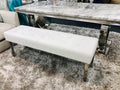 Majestic Silver Bench: Elegant Tufted Seating for Dining Rooms and Hallways