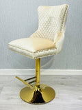 Elegant Victoria Cream Gold Bar Stool with Lion Knocker