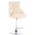 Majestic Mink Fabric Bar Stool: Plush Comfort, Adjustable Height, Modern Design