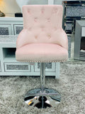 Majestic Pink Fabric Bar Stool: Plush Velvet, Adjustable Height, Comfortable Seating