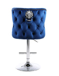Luxurious Navy Velvet Bar Stool with Adjustable Height and Modern Design