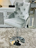 Majestic HQ Silver Fabric Bar Stool: Adjustable Height, Plush Seating, Elegant Design