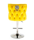 Valentino Mustard Velvet Bar Stool with Adjustable Height and Plush Seating