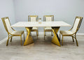Rocco 180cm Cream And Gold Dining Table + Windsor Cream And Gold Dining Chairs