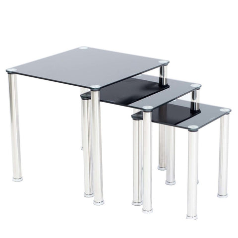 Elegant Crystal Nesting Tables Set - Modern Glass Accent for Living Room