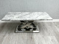 Elina Modern Grey Marble Coffee Table with Elegant Silver Steel Base