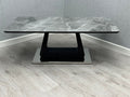 Zermatt Modern Grey Ceramic Coffee Table with Sleek Pedestal Base