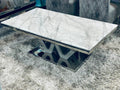 Elegant Majestic Grey Marble Coffee Table with High Gloss Base