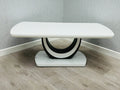 Modern White Coffee Table with Sculptural Base, Spacious Living Room Centerpiece