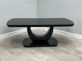 Modern Texas Black Coffee Table, Elegant Curved Base, Living Room Furniture