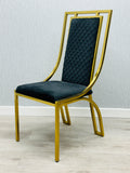 Pair of 2 Windsor Black & Gold Dining Chair