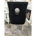 Majestic Black Velvet Lion Knockerback Dining Chair with Chrome Legs