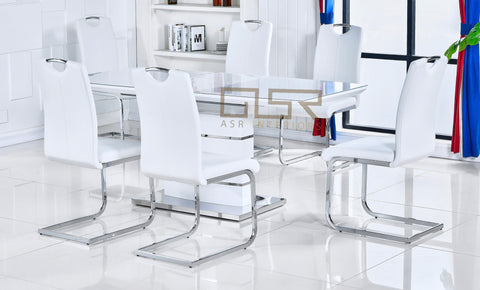 Milan White Extending Dining Table with 6 Milan Chairs Elegant Dining Set