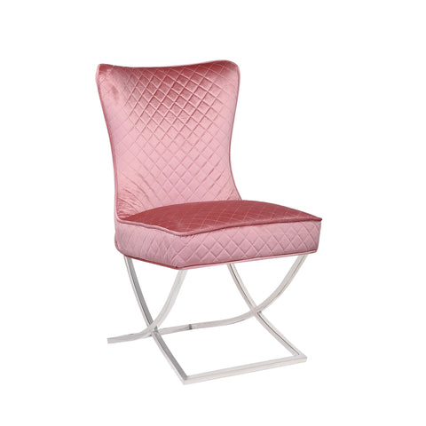 Rome Pink Dining Chair: Plush Velvet Upholstery, Elegant Design, Sturdy Construction