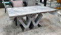 Majestic Grey Marble Dining Table: Sturdy, Elegant, Modern Dining Room Centerpiece