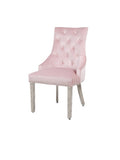Majestic Pink Velvet Dining Chair with Lion Knockerback and Chrome Legs