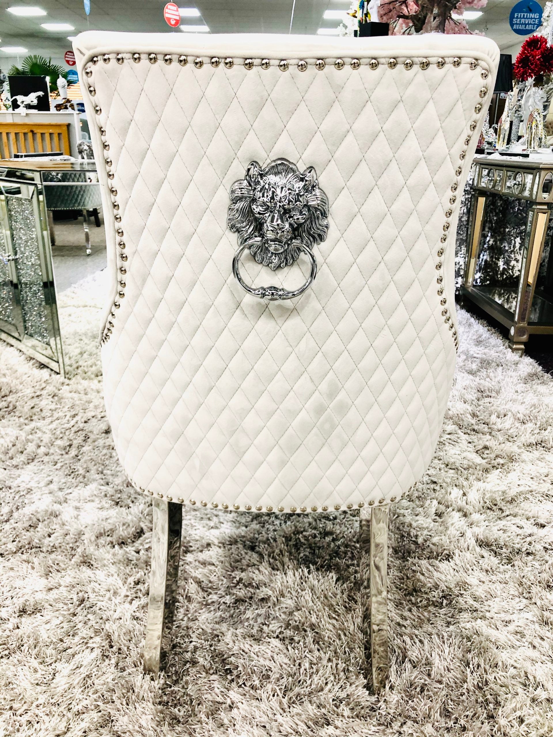 Silver Springstone Chair Set Of 2 Majestic Silver Dining Chair With Lion Knocker – Shawn Furniture