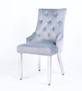 Valencia Light Grey Dining Chair: Chrome Legs, Round Knocker, Ultimate Comfort
