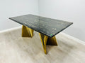 Ravello 180cm Black & Gold Marble Dining Table Only