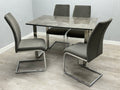 Tokyo Grey Stone Effect Glass Table with 4 Grey Plush Chairs