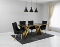 Rocco 180cm Black And Gold Dining table With Victoria Black And Gold Dining chairs Lion Knocker