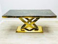 Elina Black Gold Marble Dining Table: Modern 71-inch Luxury Dining Furniture