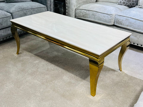Sofia Cream & Gold Marble Coffee Table