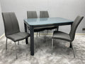 Elegant Morano Grey Dining Set with 4 Carlo Chairs, Compact & Durable
