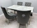 Sofia Grey Marble Table with 4 Chairs - Elegant Dining Set