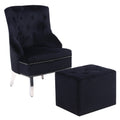 Majestic Black Wing Chair: Elegant Tufted Accent Seating for Luxurious Living Spaces