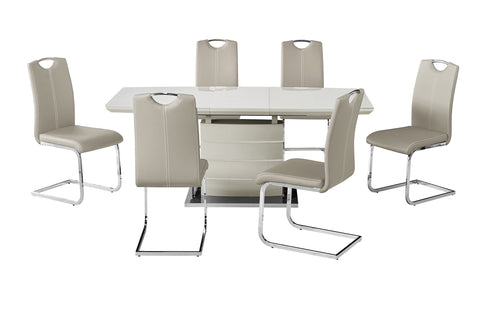 Milan Cappuccino Extending Dining Table with 6 Milan Chairs Set