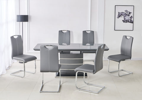 Milan Grey Extending Dining Table Set With 6 Milan Chairs