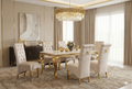 Sofia Cream Gold Marble Dining Table with Sofia Cream Gold Chairs