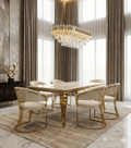 Sofia Cream Gold Marble Dining Table with Porado Chairs
