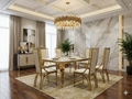 Sofia Cream Gold Marble Dining Table with Windsor Chairs