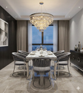 Sofia Grey Marble Dining Table with Porado Grey Chairs