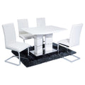Elegant Vegas Dining Set with Four White New York Chairs