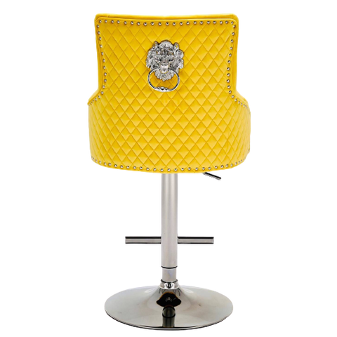 Majestic Mustard Fabric Bar Stool: Adjustable Height, Comfortable Seating Solution