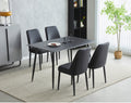 1.2M Oxford Ceramic Black Dining Table With 4 Black Dining Chairs Leather