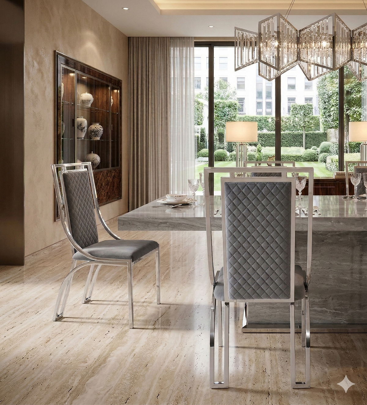 Set Of 2 Windsor Grey & Silver Dining Chair – Shawn Furniture